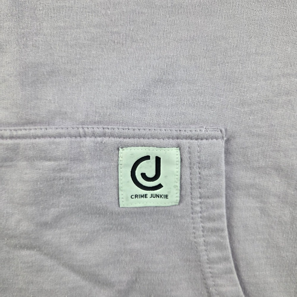 Crime Junkie Podcast Hoodie Sweater Womens Small Lilac Long Sleeve Pullover - Picture 4 of 9
